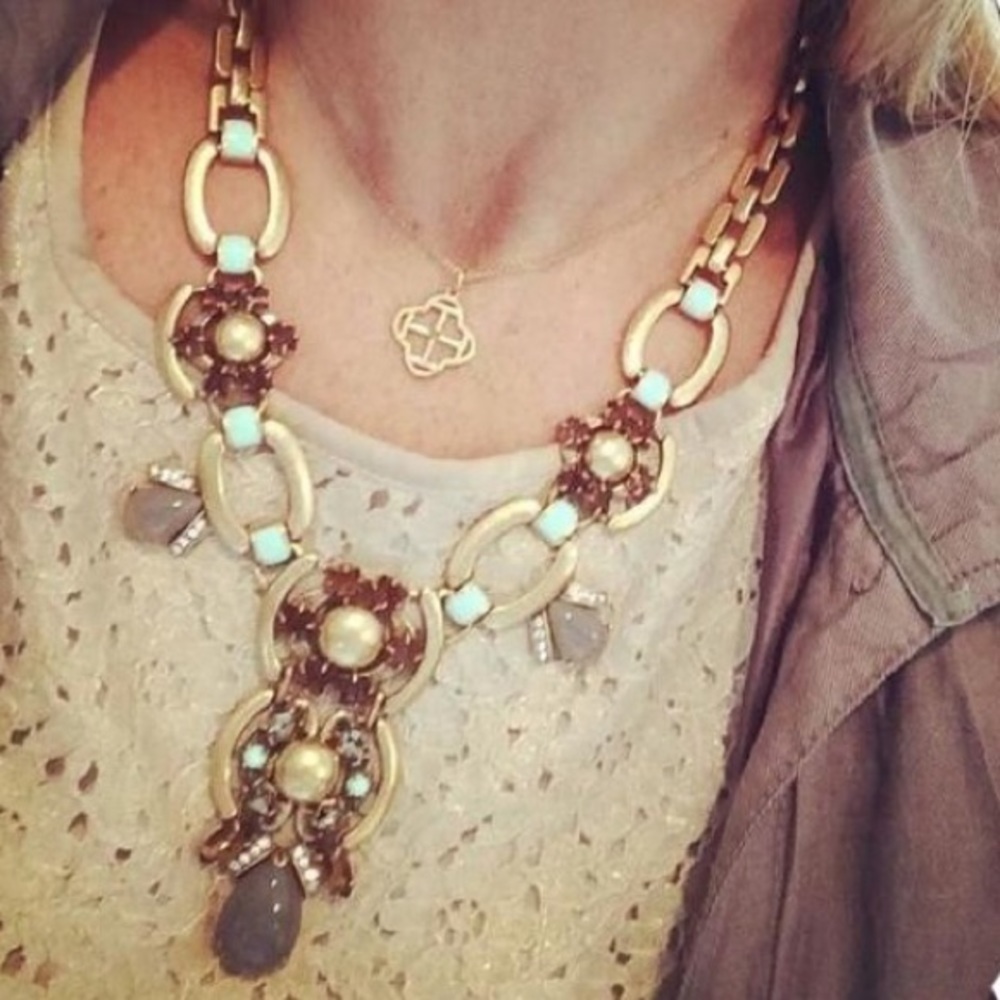 Stella & Dot | Mint/Cognac/Gray Gold Livvy NEW Statement Necklace - Picture 6 of 16